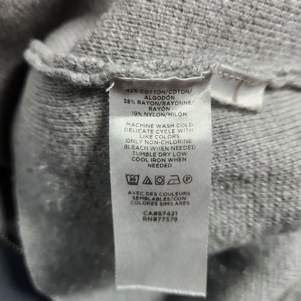 Ann Taylor Cardigan Women XS Gray Full Asymmetrical Zip Moto Sweater